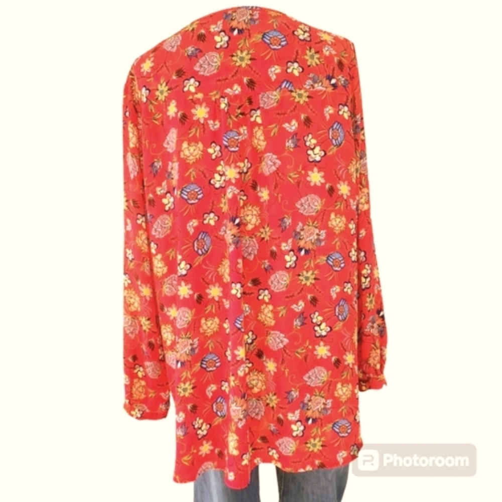 🔥Chelsea & Theodore Long Sleeve Floral Women's Blouse Size XXL - Picture 4 of 8